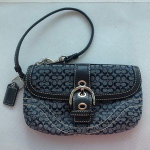 Coach 2 pocket wristlet with silver buckle